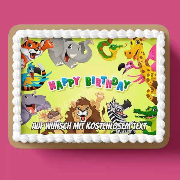 Rechteck Motiv: Happy Birthday Tiere - Hochwertige und individuelle Tortenaufleger für jeden Anlass
Tortenaufleger Happy Birthday Tiere in 26cm x 18cm Rechteck
Unsere Tortenaufleger sind ein ideales Gesch - A4 Tortenbild - DeintortenbildHappy Birthday Tiere