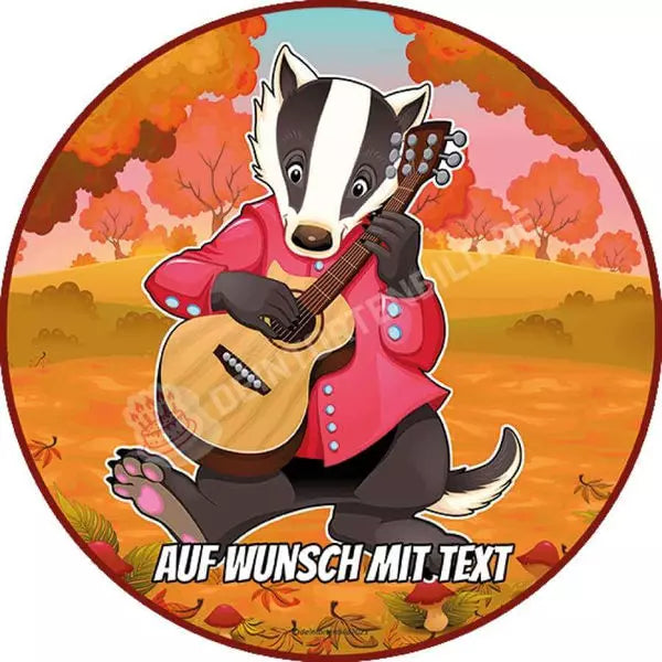 Motiv: Tierkonzert - Dachs Gitarre - Hochwertige und individuelle Tortenaufleger für jeden Anlass
Tortenaufleger Tierkonzert - Dachs Gitarre 20cm Kreis 
Unsere Tortenaufleger sind ein ideales Geschenk f - Tortenbild - DeintortenbildTierkonzert - Dachs Gitarre