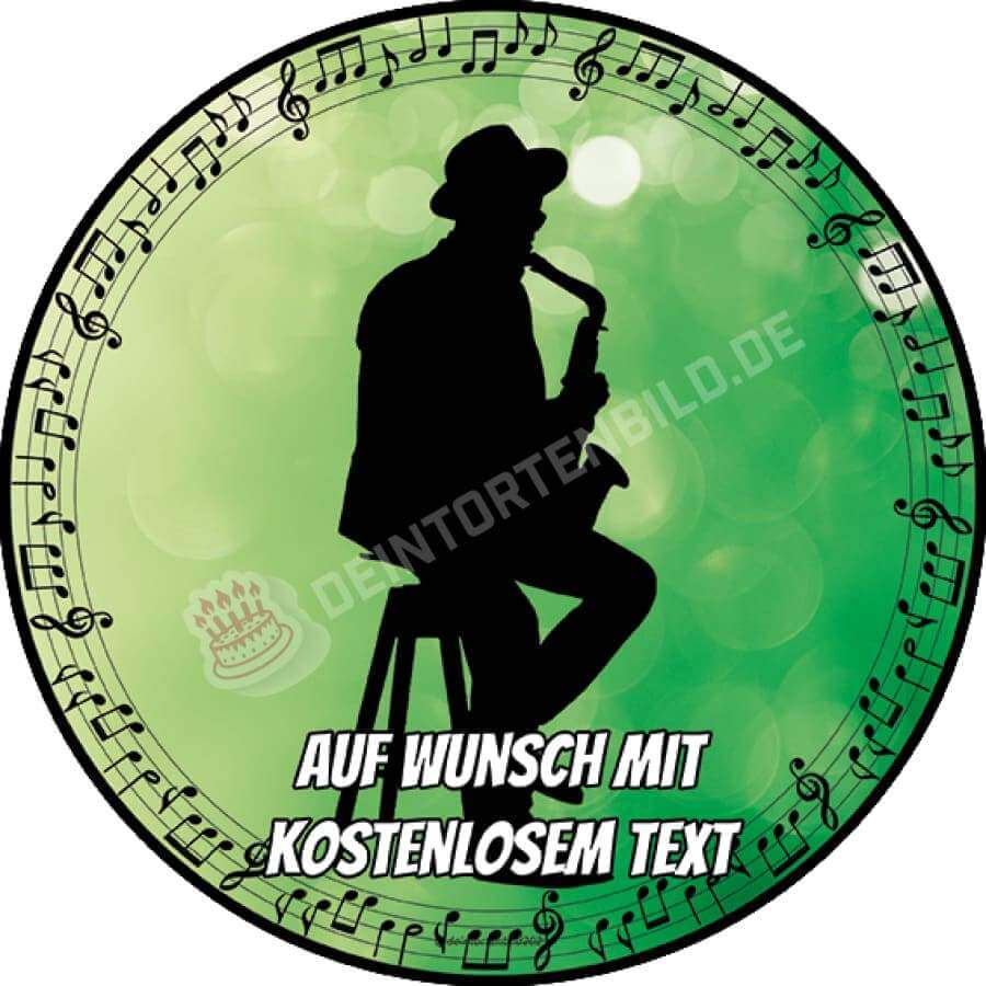 Motiv: Musik - Jazz Spieler - Hochwertige und individuelle Tortenaufleger für jeden Anlass
Tortenaufleger Musik - Jazz Spieler in 20cm Kreis 
Unsere Tortenaufleger sind ein ideales Geschenk für b - Tortenbild - DeintortenbildMusik - Jazz Spieler