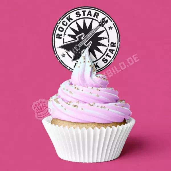 Muffinaufleger Motiv: Rockstar Gitarre - Deintortenbild.de Tortenaufleger aus Esspapier: Oblatenpapier / 15 Stück x 5cm, Oblatenpapier / 24 Stück x 4cm, Zuckerpapier / 15 Stück x 5cm, Zuckerpapier / 24 Stück x 4cm, Fondantpapier / 15 Stück x 5cm, Fondantpapier / 24 Stück x 4cm