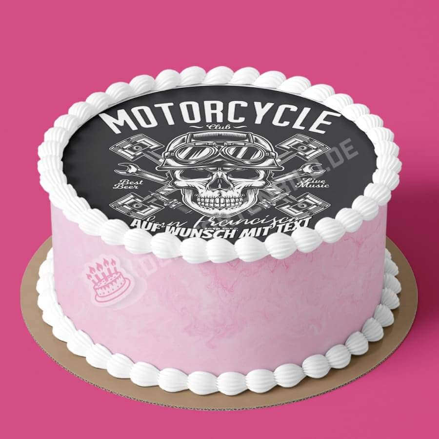 Motiv: Motorcycle Club - Schädel #2 - Deintortenbild.de Tortenaufleger aus Esspapier: Oblatenpapier, Zuckerpapier, Fondantpapier