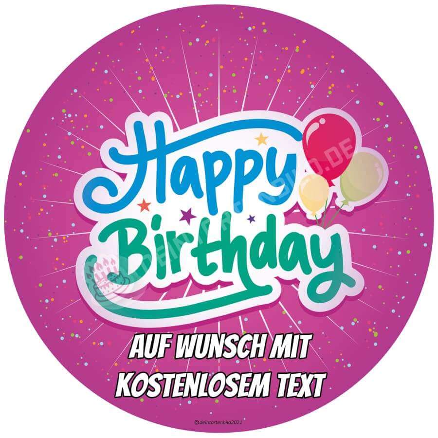 Motiv: Geburtstag - Happy BirthdayHochwertige und individuelle Tortenaufleger für jeden Anlass
Tortenaufleger Geburtstag - Happy Birthday in 20cm Kreis
Unsere Tortenaufleger sind ein ideales GeschenkTortenbildDeintortenbildGeburtstag - Happy Birthday