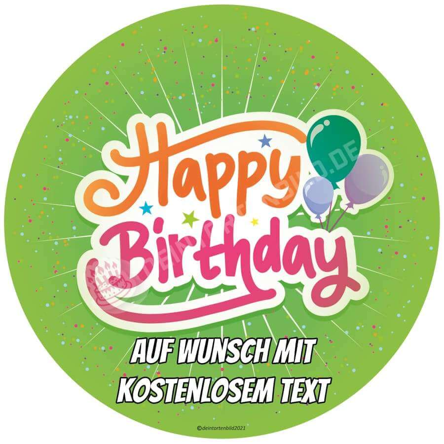 Motiv: Geburtstag - Happy BirthdayHochwertige und individuelle Tortenaufleger für jeden Anlass
Tortenaufleger Geburtstag - Happy Birthday in 20cm Kreis
Unsere Tortenaufleger sind ein ideales GeschenkTortenbildDeintortenbildGeburtstag - Happy Birthday