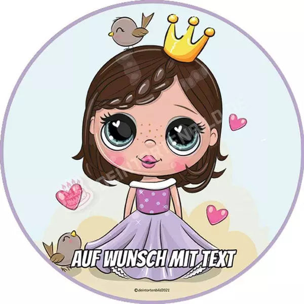 Motiv: Süße Prinzessin in Lila von Deintortenbild – Tortenaufleger, Tortenfoto, Tortenbild, personalisiert & individuell bei Deintortenbild.de