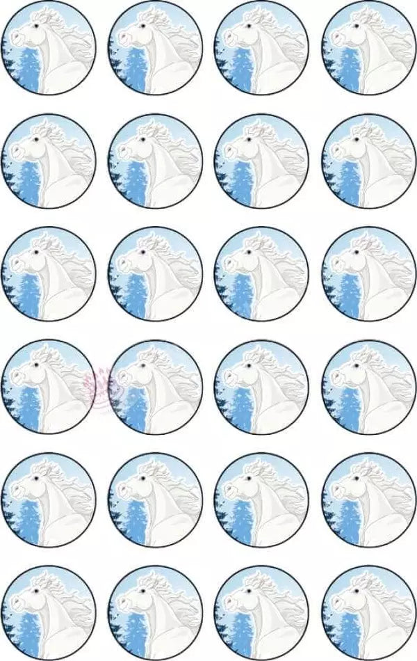 Muffinaufleger Motiv: Weißes Pferd (24x4cm) - Deintortenbild.de Tortenaufleger aus Esspapier: Oblatenpapier, Zuckerpapier, Fondantpapier