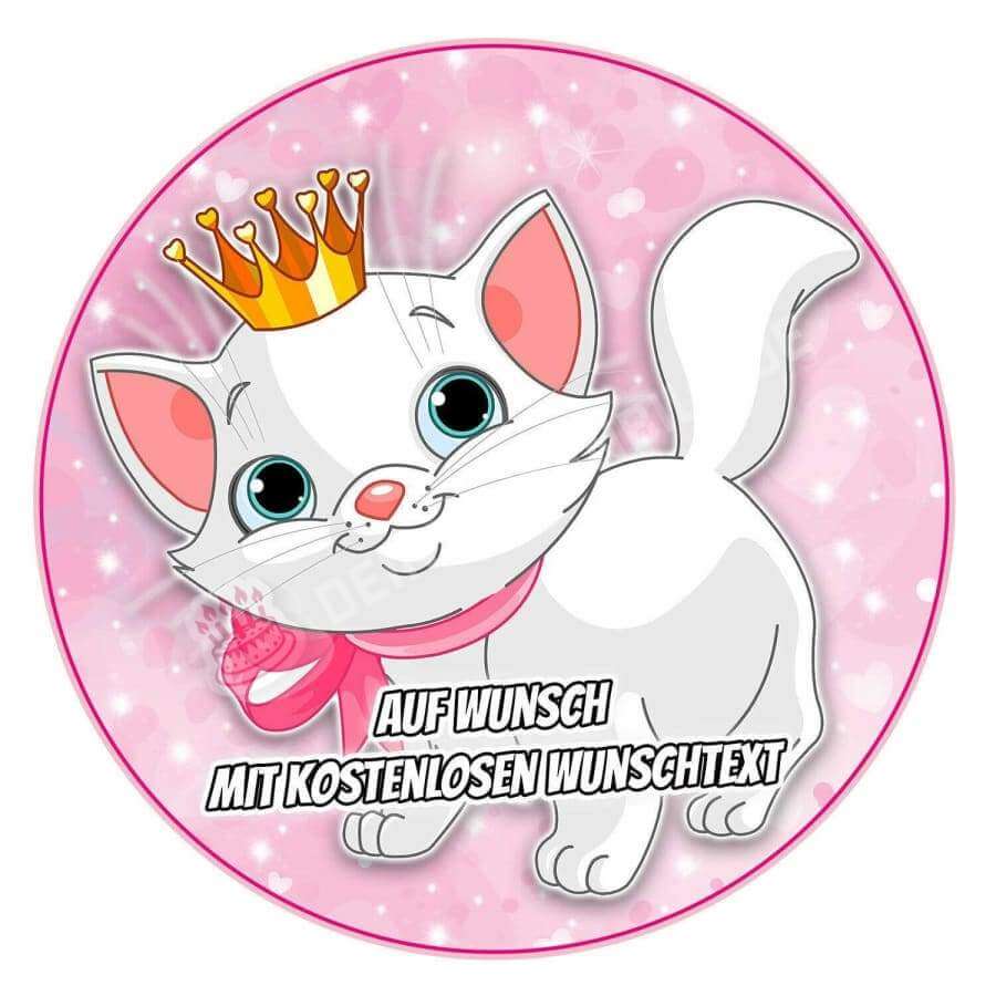 Motiv: Katzenprinzessin - Deintortenbild.de Tortenaufleger aus Esspapier: Oblate, Zuckerpapier, Fondantpapier