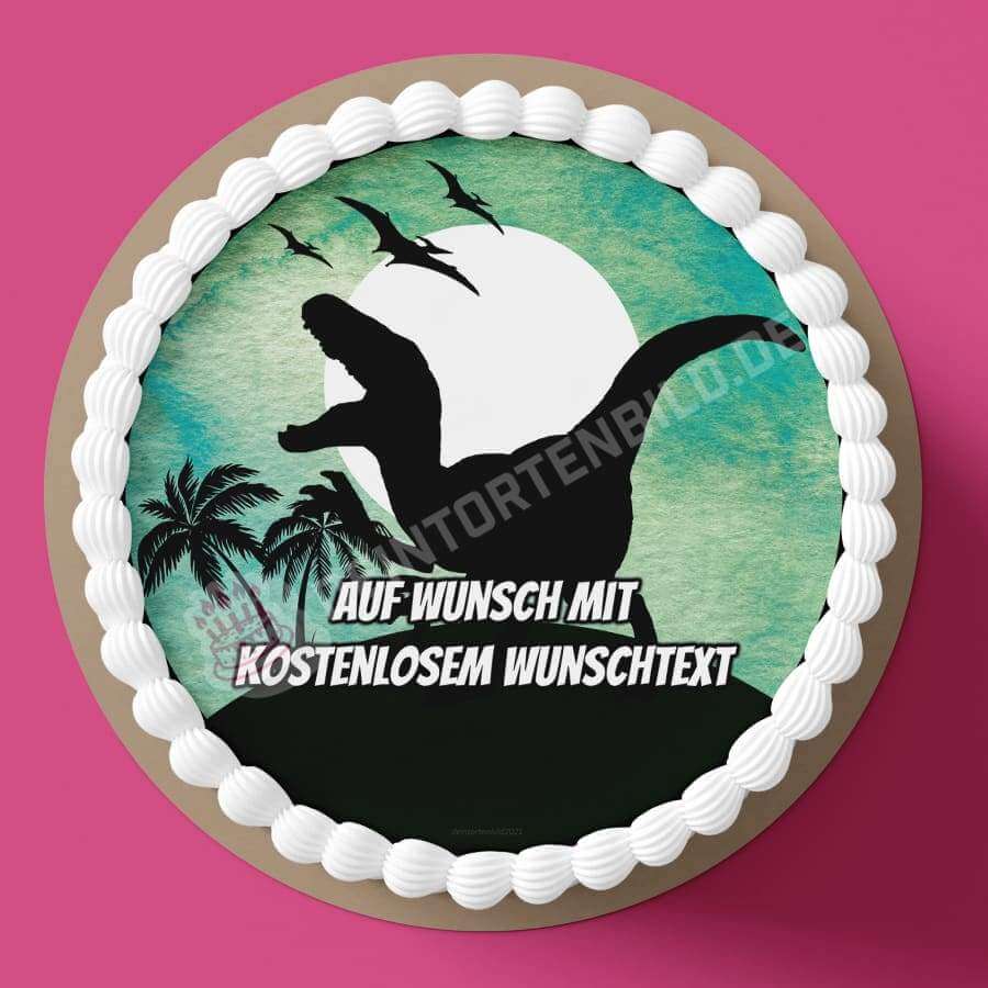 Motiv: Dino Silhouette (Wasserfarben Stil) - Raptor von Deintortenbild – Tortenaufleger, Tortenfoto, Tortenbild, personalisiert & individuell bei Deintortenbild.de