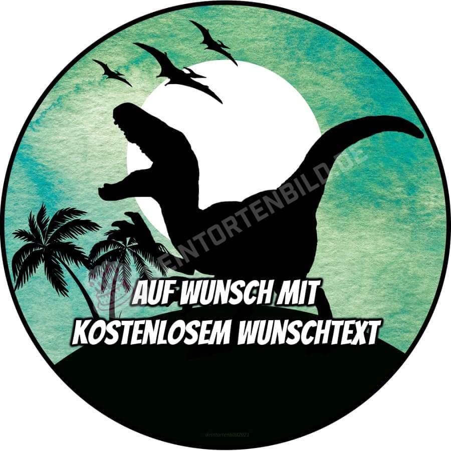 Motiv: Dino Silhouette (Wasserfarben Stil) - Raptor von Deintortenbild – Tortenaufleger, Tortenfoto, Tortenbild, personalisiert & individuell bei Deintortenbild.de