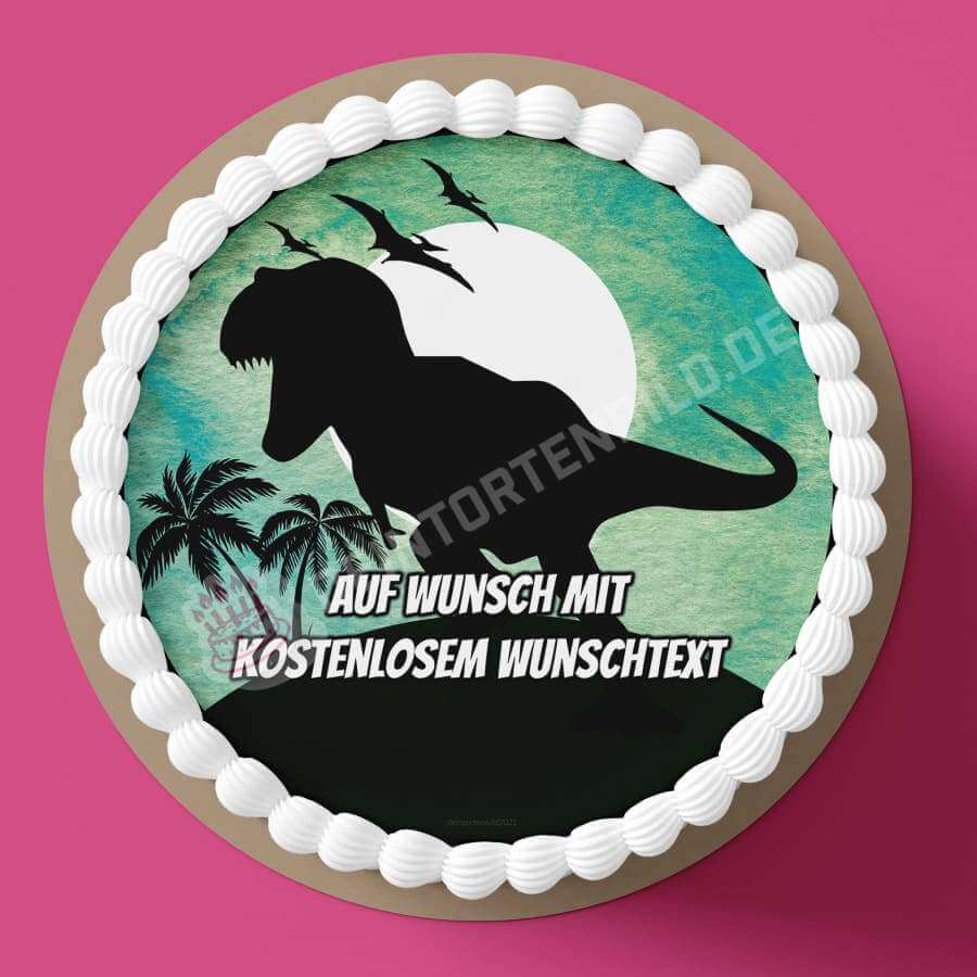 Motiv: Dino Silhouette (Wasserfarben Stil) - T-Rex von Deintortenbild – Tortenaufleger, Tortenfoto, Tortenbild, personalisiert & individuell bei Deintortenbild.de