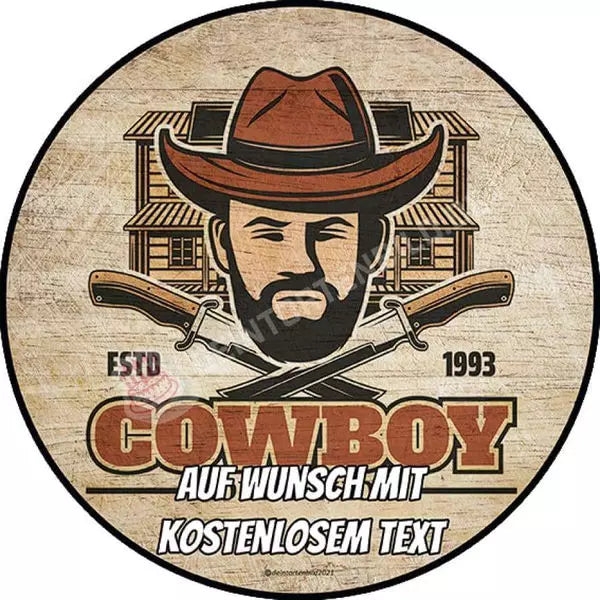 Motiv: Wilder Westen Logo Cowboy - Hochwertige und individuelle Tortenaufleger für jeden Anlass
Tortenaufleger Wilder Westen Logo Cowboy 20cm Kreis 
Unsere Tortenaufleger sind ein ideales Geschenk für - Tortenbild - DeintortenbildWilder Westen Logo Cowboy