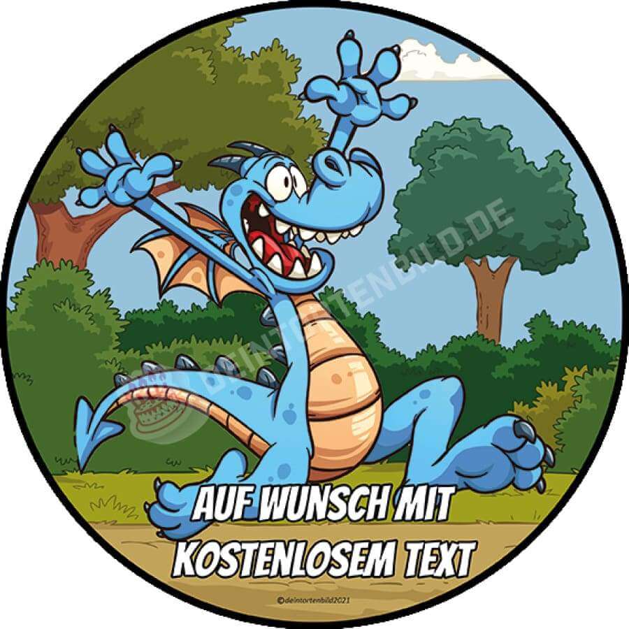 Motiv: Drache Blau Laufend von Deintortenbild – Tortenaufleger, Tortenfoto, Tortenbild, personalisiert & individuell bei Deintortenbild.de