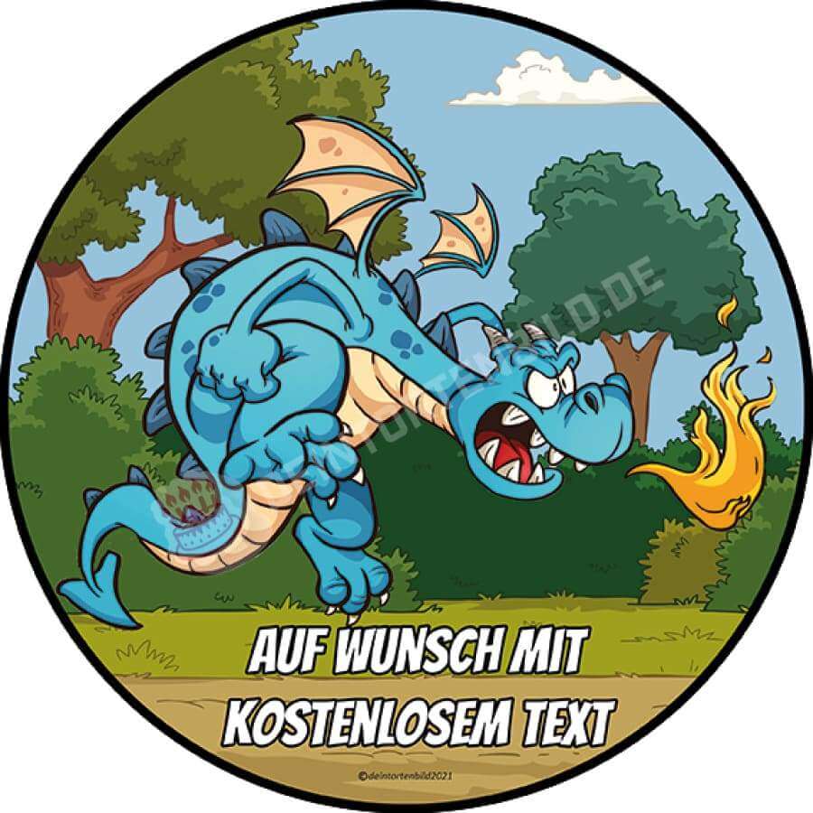 Motiv: Drache Blau Wütend von Deintortenbild – Tortenaufleger, Tortenfoto, Tortenbild, personalisiert & individuell bei Deintortenbild.de