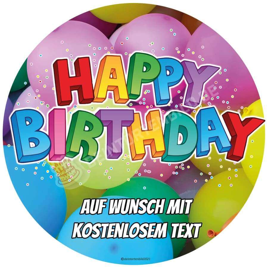 Motiv: Buntes Geburtstagsmotiv - Happy Birthday - Deintortenbild.de Tortenaufleger aus Esspapier: Oblatenpapier, Zuckerpapier, Fondantpapier