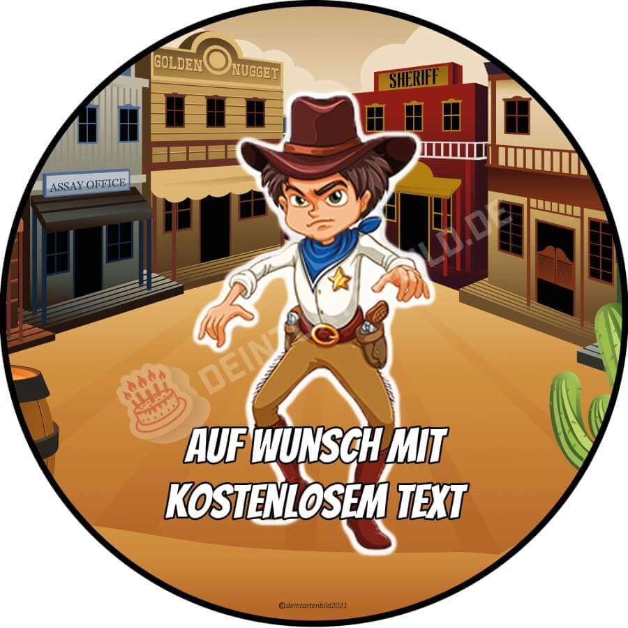 Motiv: Cartoon Cowboy stehend (Variante2) von Deintortenbild – Tortenaufleger, Tortenfoto, Tortenbild, personalisiert & individuell bei Deintortenbild.de