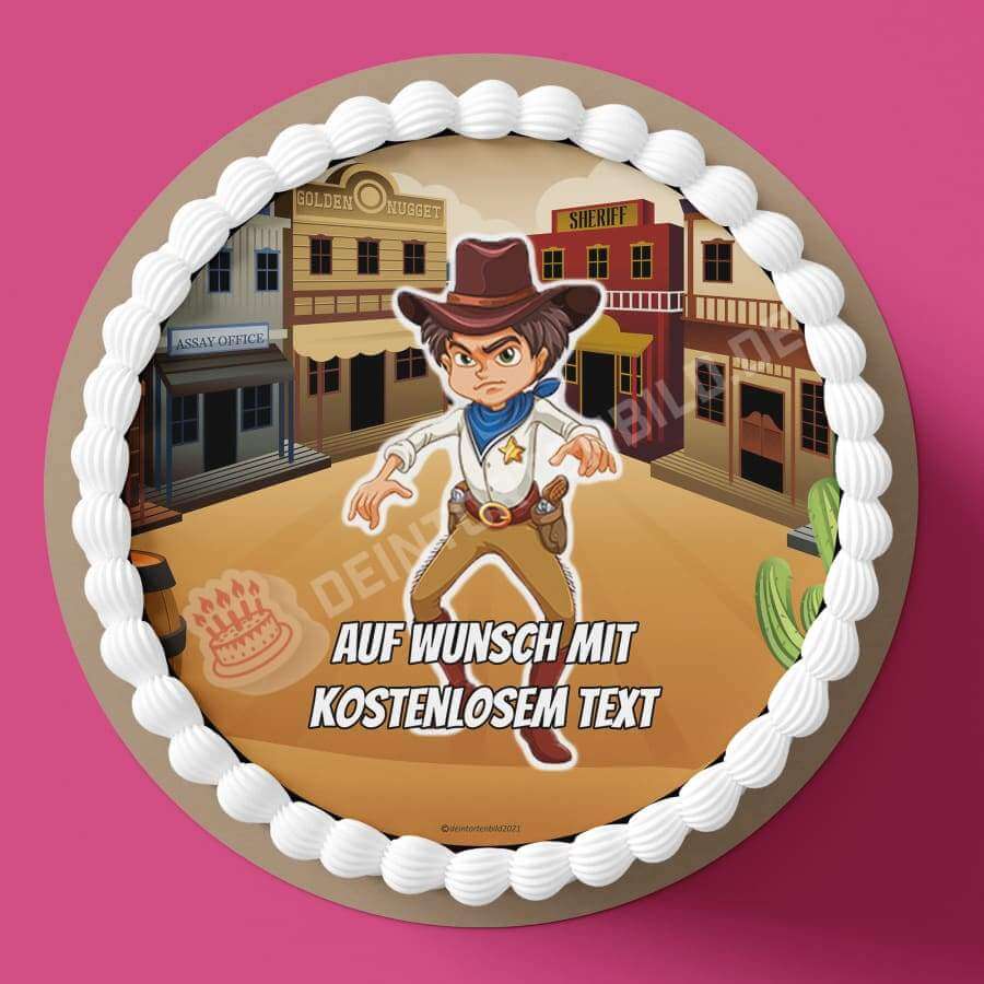 Motiv: Cartoon Cowboy stehend (Variante2) von Deintortenbild – Tortenaufleger, Tortenfoto, Tortenbild, personalisiert & individuell bei Deintortenbild.de