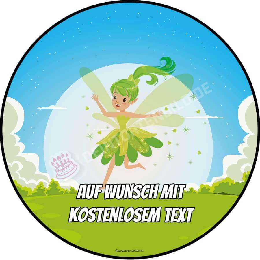 Motiv: Cartoon Fee Grün von Deintortenbild – Tortenaufleger, Tortenfoto, Tortenbild, personalisiert & individuell bei Deintortenbild.de