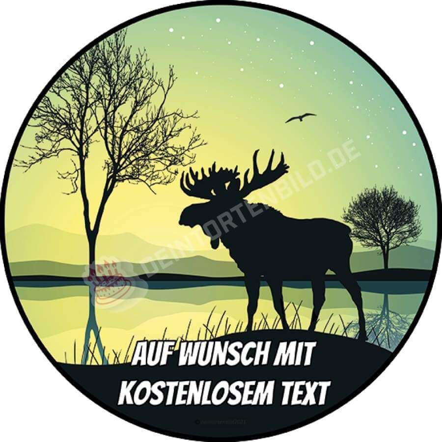 Motiv: Naturszene Elch Silhouette von Deintortenbild – Tortenaufleger, Tortenfoto, Tortenbild, personalisiert & individuell bei Deintortenbild.de