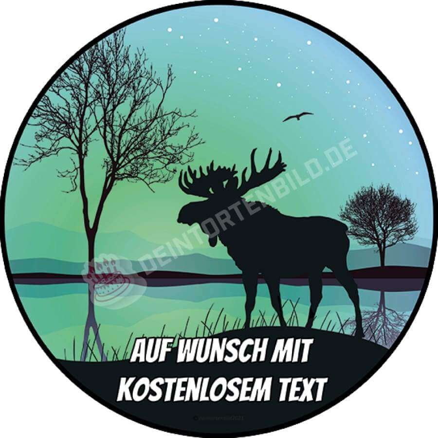 Motiv: Naturszene Elch Silhouette von Deintortenbild – Tortenaufleger, Tortenfoto, Tortenbild, personalisiert & individuell bei Deintortenbild.de