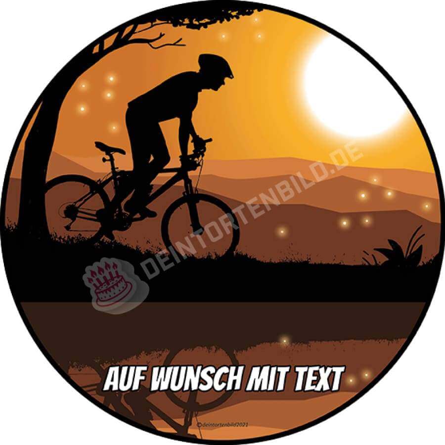 Motiv: Fahrradfahrer in Natur - Deintortenbild.de Tortenaufleger aus Esspapier: Oblatenpapier / Yellow, Oblatenpapier / Blue, Zuckerpapier / Yellow, Zuckerpapier / Blue, Fondantpapier / Yellow, Fondantpapier / Blue