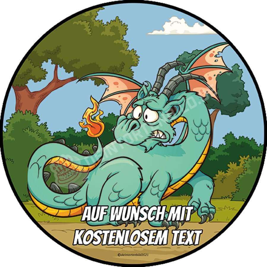 Motiv: Drache Grün von Deintortenbild – Tortenaufleger, Tortenfoto, Tortenbild, personalisiert & individuell bei Deintortenbild.de