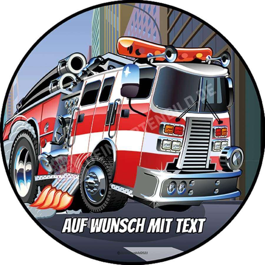 Motiv: Rasendes Feuerwehrauto - Hochwertige und individuelle Tortenaufleger für jeden Anlass
Tortenaufleger Rasendes Feuerwehrauto in 20cm Kreis 
Unsere Tortenaufleger sind ein ideales Geschenk für - Tortenbild - DeintortenbildRasendes Feuerwehrauto