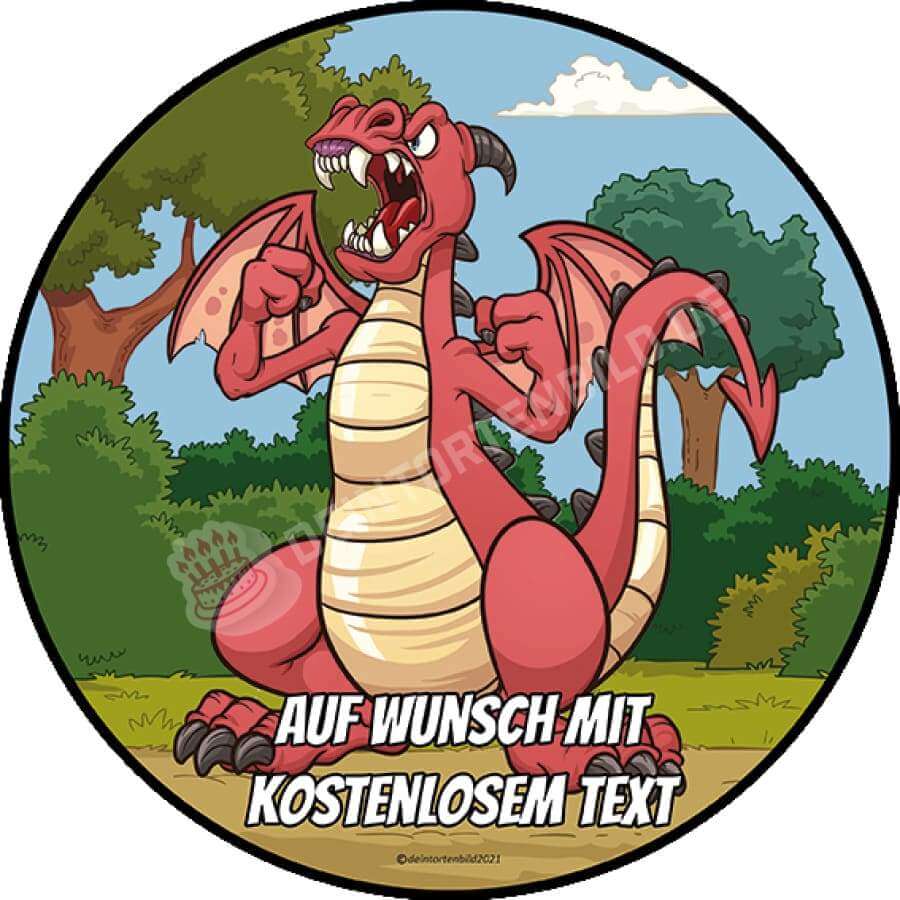 Motiv: Drache Rot Wütend von Deintortenbild – Tortenaufleger, Tortenfoto, Tortenbild, personalisiert & individuell bei Deintortenbild.de