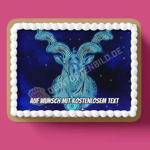 Rechteck Motiv: Sternzeichen Steinbock - Deintortenbild.de Tortenaufleger aus Esspapier: Oblatenpapier, Zuckerpapier, Fondantpapier