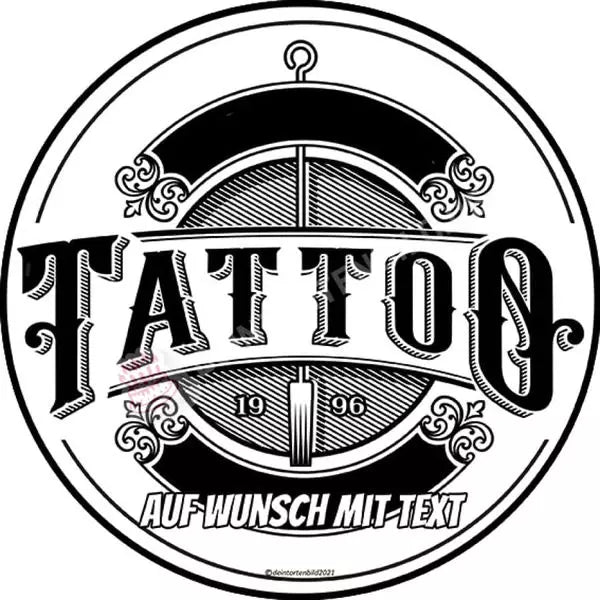 Motiv: Tattoo Schriftzug Logo - Hochwertige und individuelle Tortenaufleger für jeden Anlass
Tortenaufleger Tattoo Schriftzug Logo in 20cm Kreis 
Unsere Tortenaufleger sind ein ideales Geschenk für - Tortenbild - DeintortenbildTattoo Schriftzug Logo