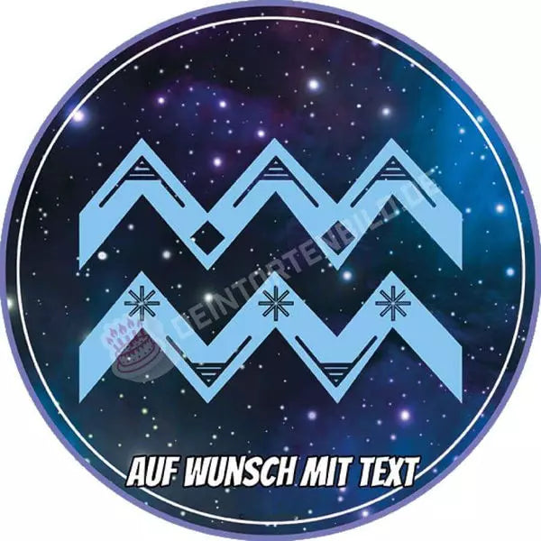 Motiv: Sternzeichen Symbol Wassermann - Hochwertige und individuelle Tortenaufleger für jeden Anlass
Tortenaufleger Sternzeichen Symbol Wassermann 20cm Kreis 
Unsere Tortenaufleger sind ein ideales Geschen - Tortenbild - DeintortenbildSternzeichen Symbol Wassermann