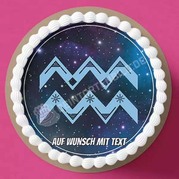 Motiv: Sternzeichen Symbol Wassermann - Hochwertige und individuelle Tortenaufleger für jeden Anlass
Tortenaufleger Sternzeichen Symbol Wassermann 20cm Kreis 
Unsere Tortenaufleger sind ein ideales Geschen - Tortenbild - DeintortenbildSternzeichen Symbol Wassermann