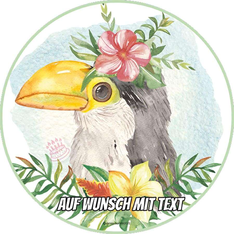 Motiv: Baby Tucan Vogel - Hochwertige und individuelle Tortenaufleger für jeden Anlass
Tortenaufleger Baby Tucan Vogel in 20cm Kreis
Dieser Tortenaufleger mit einem Baby Tucan Vogel, der eine - Tortenbild - DeintortenbildBaby Tucan Vogel