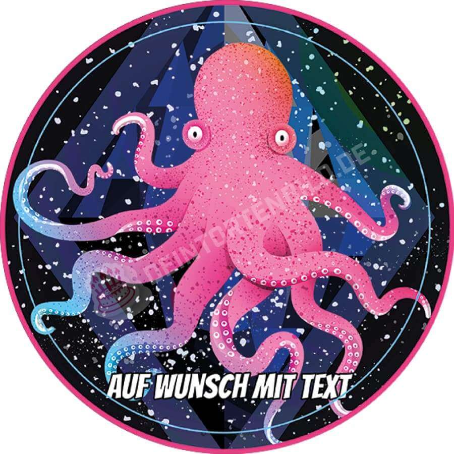 Motiv: Bunter Oktopus - Hochwertige und individuelle Tortenaufleger für jeden Anlass
Tortenaufleger Bunter Oktopus in 20cm Kreis 
Dieser Tortenaufleger mit einem rosanen Oktopus ist ein ide - A4 Tortenbild - DeintortenbildBunter Oktopus