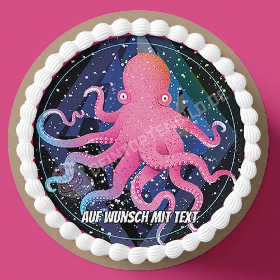 Motiv: Bunter Oktopus - Hochwertige und individuelle Tortenaufleger für jeden Anlass
Tortenaufleger Bunter Oktopus in 20cm Kreis 
Dieser Tortenaufleger mit einem rosanen Oktopus ist ein ide - A4 Tortenbild - DeintortenbildBunter Oktopus