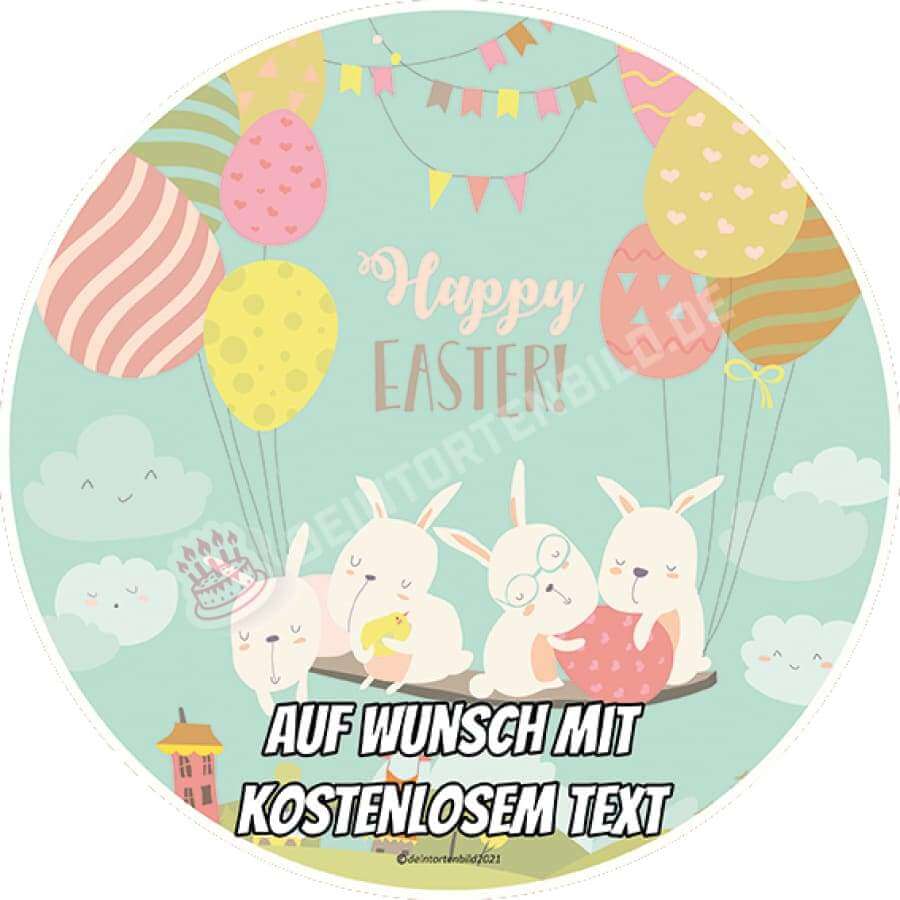 Motiv: "Happy Easter" - Frohe Ostern von Deintortenbild – Tortenaufleger, Tortenfoto, Tortenbild, personalisiert & individuell bei Deintortenbild.de