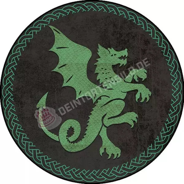 Motiv: Wappen Tier - Drache - Hochwertige und individuelle Tortenaufleger für jeden Anlass
Tortenaufleger Wappen Tier - Drache in 20cm Kreis 
Dieser Tortenaufleger mit einem grünen Drachen ist ei - Tortenbild - DeintortenbildWappen Tier - Drache