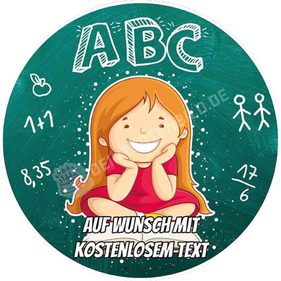 Motiv: "ABC" Schulstart Mädchen (Version2) von Deintortenbild – Tortenaufleger, Tortenfoto, Tortenbild, personalisiert & individuell bei Deintortenbild.de