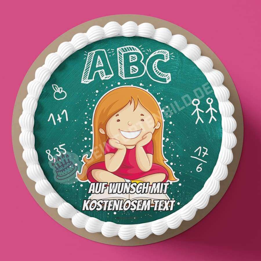 Motiv: "ABC" Schulstart Mädchen (Version2) von Deintortenbild – Tortenaufleger, Tortenfoto, Tortenbild, personalisiert & individuell bei Deintortenbild.de