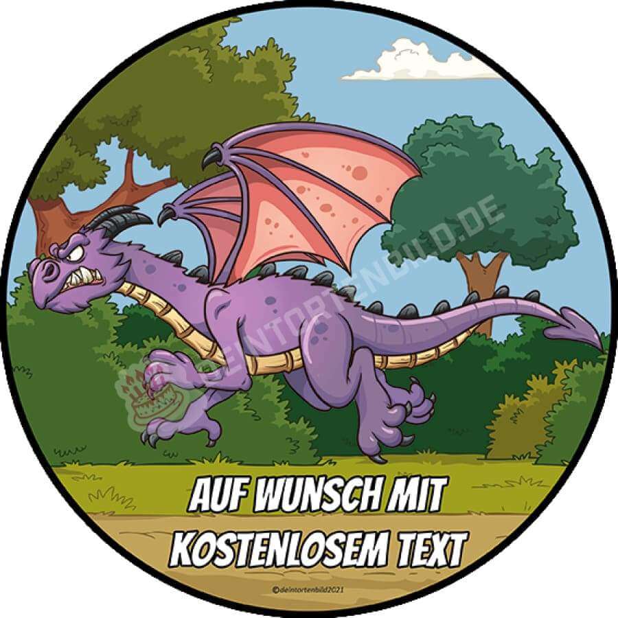 Motiv: Drache Lila Fliegend von Deintortenbild – Tortenaufleger, Tortenfoto, Tortenbild, personalisiert & individuell bei Deintortenbild.de