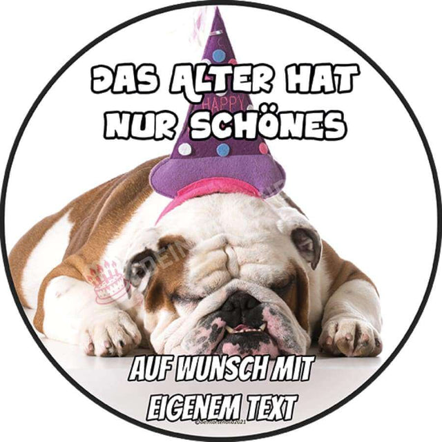 Tortenaufleger Geburtstag 'Bully mit Partyhut'