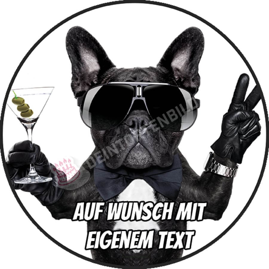 Motiv: Geburtstagshund mit Spruch - Franz. Bulldogge - Deintortenbild.de Tortenaufleger aus Esspapier: Oblatenpapier / Mit Spruch, Oblatenpapier / Ohne Spruch, Zuckerpapier / Mit Spruch, Zuckerpapier / Ohne Spruch, Fondantpapier / Mit Spruch, Fondantpapier / Ohne Spruch