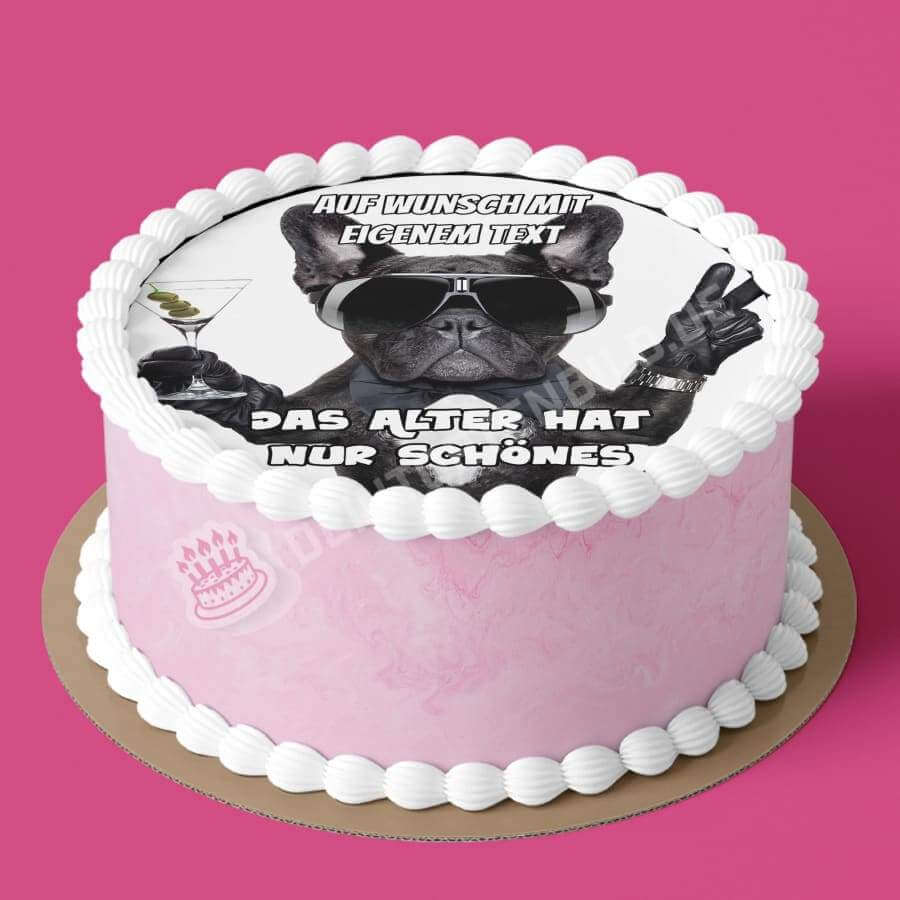 Motiv: Geburtstagshund mit Spruch - Franz. Bulldogge - Deintortenbild.de Tortenaufleger aus Esspapier: Oblatenpapier / Mit Spruch, Oblatenpapier / Ohne Spruch, Zuckerpapier / Mit Spruch, Zuckerpapier / Ohne Spruch, Fondantpapier / Mit Spruch, Fondantpapier / Ohne Spruch
