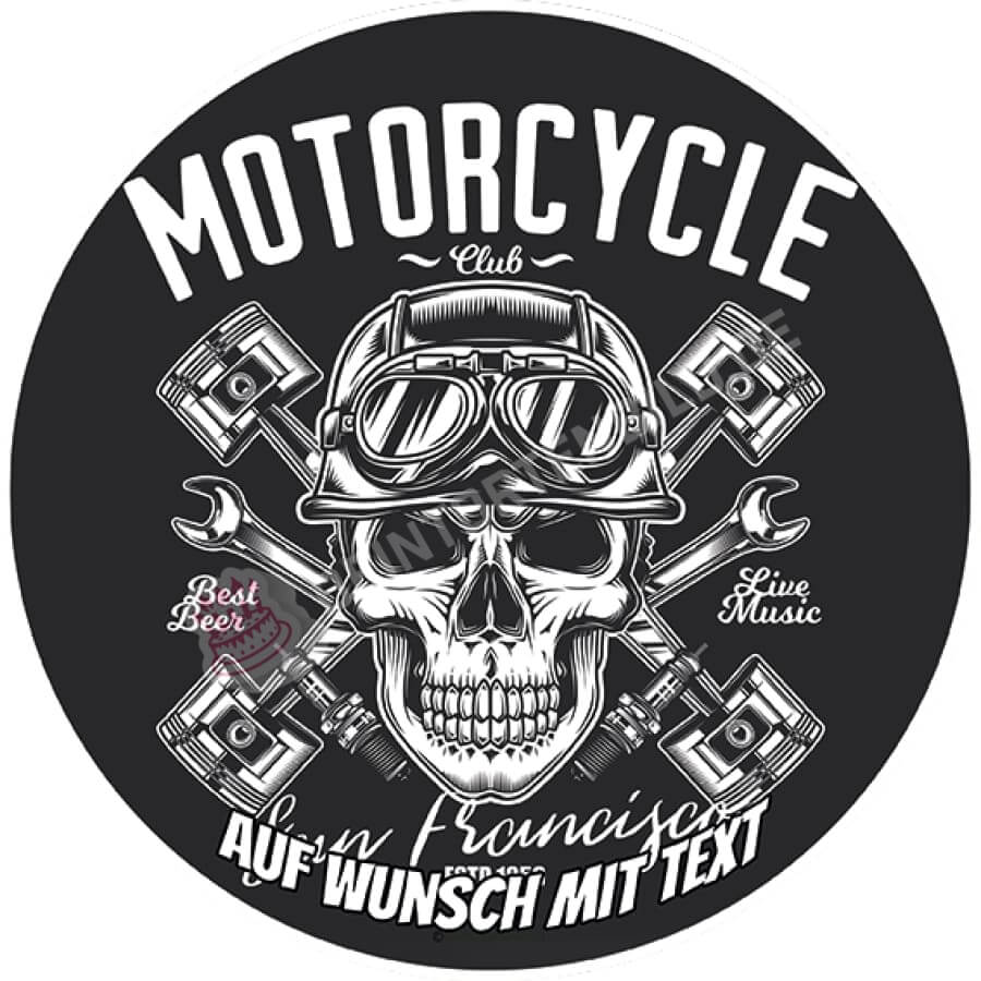 Motiv: Motorcycle Club - Schädel #2 - Deintortenbild.de Tortenaufleger aus Esspapier: Oblatenpapier, Zuckerpapier, Fondantpapier