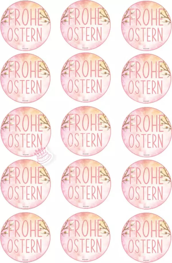 Muffinaufleger Motiv: Frohe Ostern Schriftzug - Deintortenbild.de Tortenaufleger aus Esspapier: Oblatenpapier / 15x5cm, Oblatenpapier / 24x4cm, Zuckerpapier / 15x5cm, Zuckerpapier / 24x4cm, Fondantpapier / 15x5cm, Fondantpapier / 24x4cm