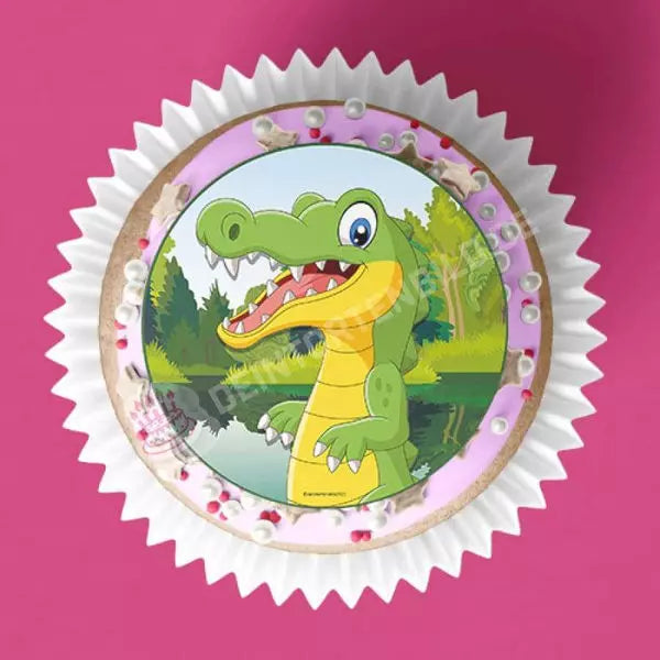 Muffinaufleger Motiv: Krokodil - Deintortenbild.de Tortenaufleger aus Esspapier: Oblatenpapier / 15 Stück x 5cm, Oblatenpapier / 24 Stück x 4cm, Zuckerpapier / 15 Stück x 5cm, Zuckerpapier / 24 Stück x 4cm, Fondantpapier / 15 Stück x 5cm, Fondantpapier / 24 Stück x 4cm