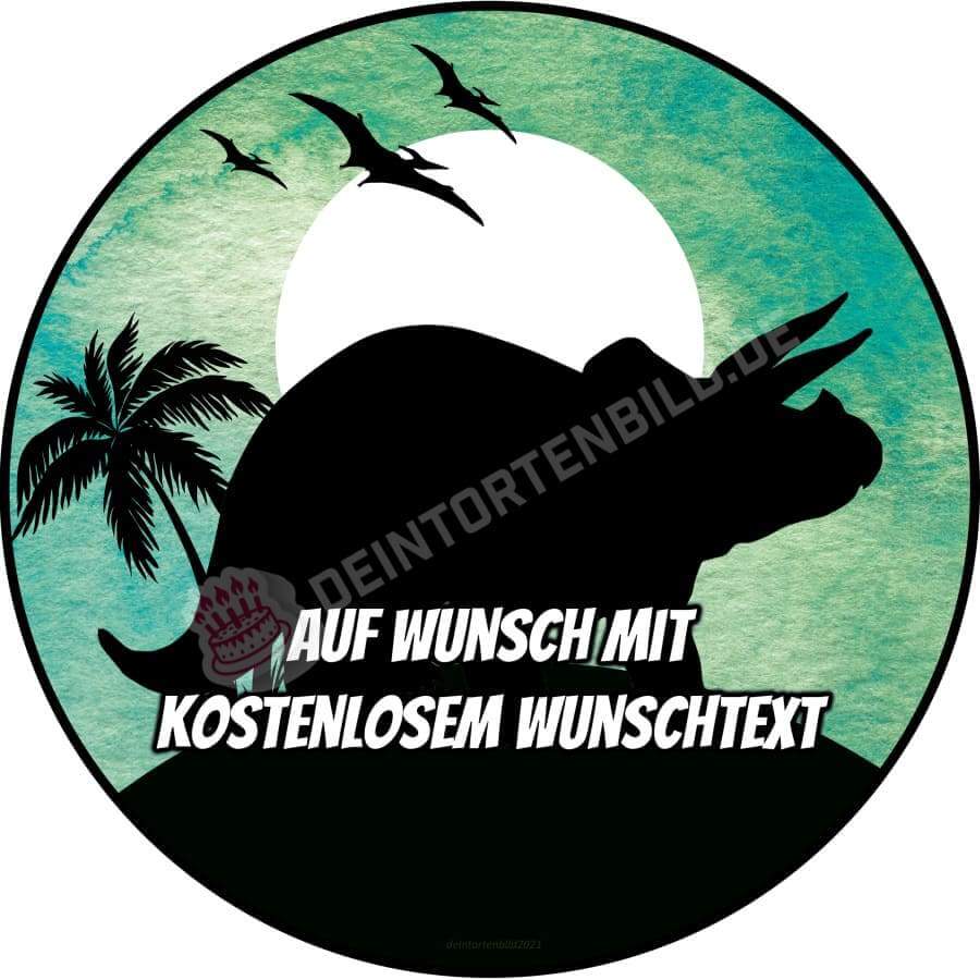 Motiv: Dino Silhouette (Wasserfarben Stil) - Triceratops von Deintortenbild – Tortenaufleger, Tortenfoto, Tortenbild, personalisiert & individuell bei Deintortenbild.de