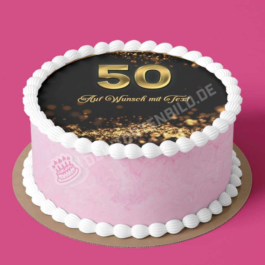 Motiv: 50. Hochzeitstag schwarz/gold - Deintortenbild.de Tortenaufleger aus Esspapier: Oblatenpapier, Zuckerpapier, Fondantpapier