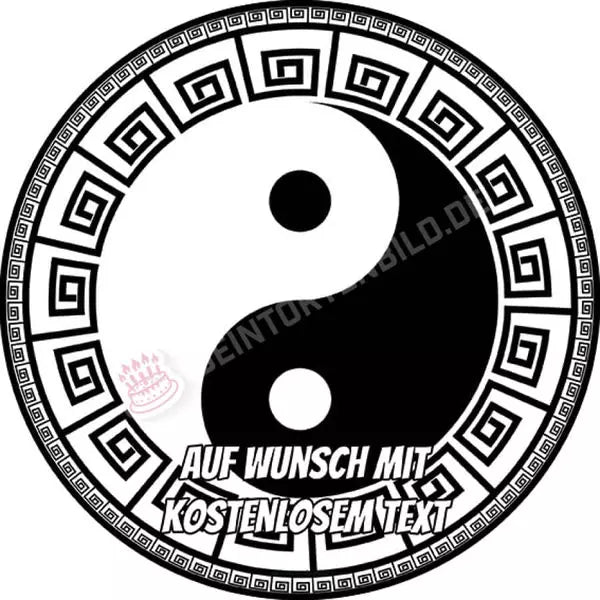 Motiv: Yin Yang - Hochwertige und individuelle Tortenaufleger für jeden Anlass
Tortenaufleger Yin Yang in 20cm Kreis 
Unsere Tortenaufleger sind ein ideales Geschenk für besondere Men - Tortenbild - DeintortenbildYin Yang