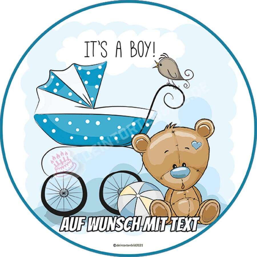 Motiv: Baby Bär - It's a boy von Deintortenbild – Tortenaufleger, Tortenfoto, Tortenbild, personalisiert & individuell bei Deintortenbild.de