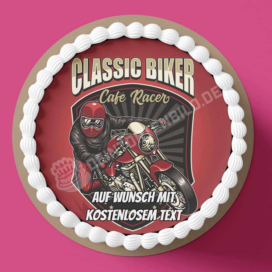 Motiv: "Classic Biker" - Motorrad von Deintortenbild – Tortenaufleger, Tortenfoto, Tortenbild, personalisiert & individuell bei Deintortenbild.de