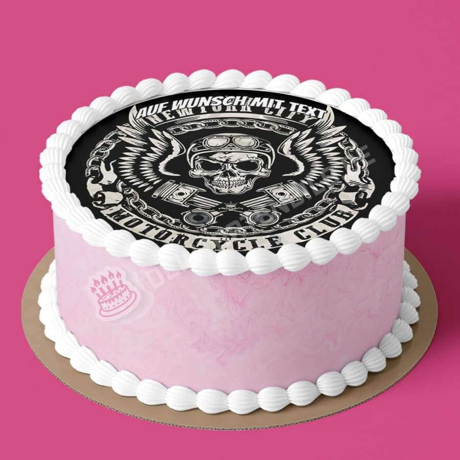 Motiv: Motorcycle Club - Schädel - Deintortenbild.de Tortenaufleger aus Esspapier: Oblatenpapier, Zuckerpapier, Fondantpapier